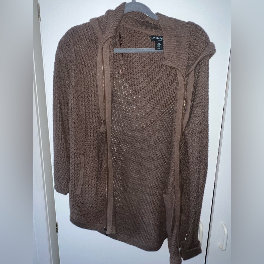 Cynthia Rowley Taupe Open-Front Cardigan